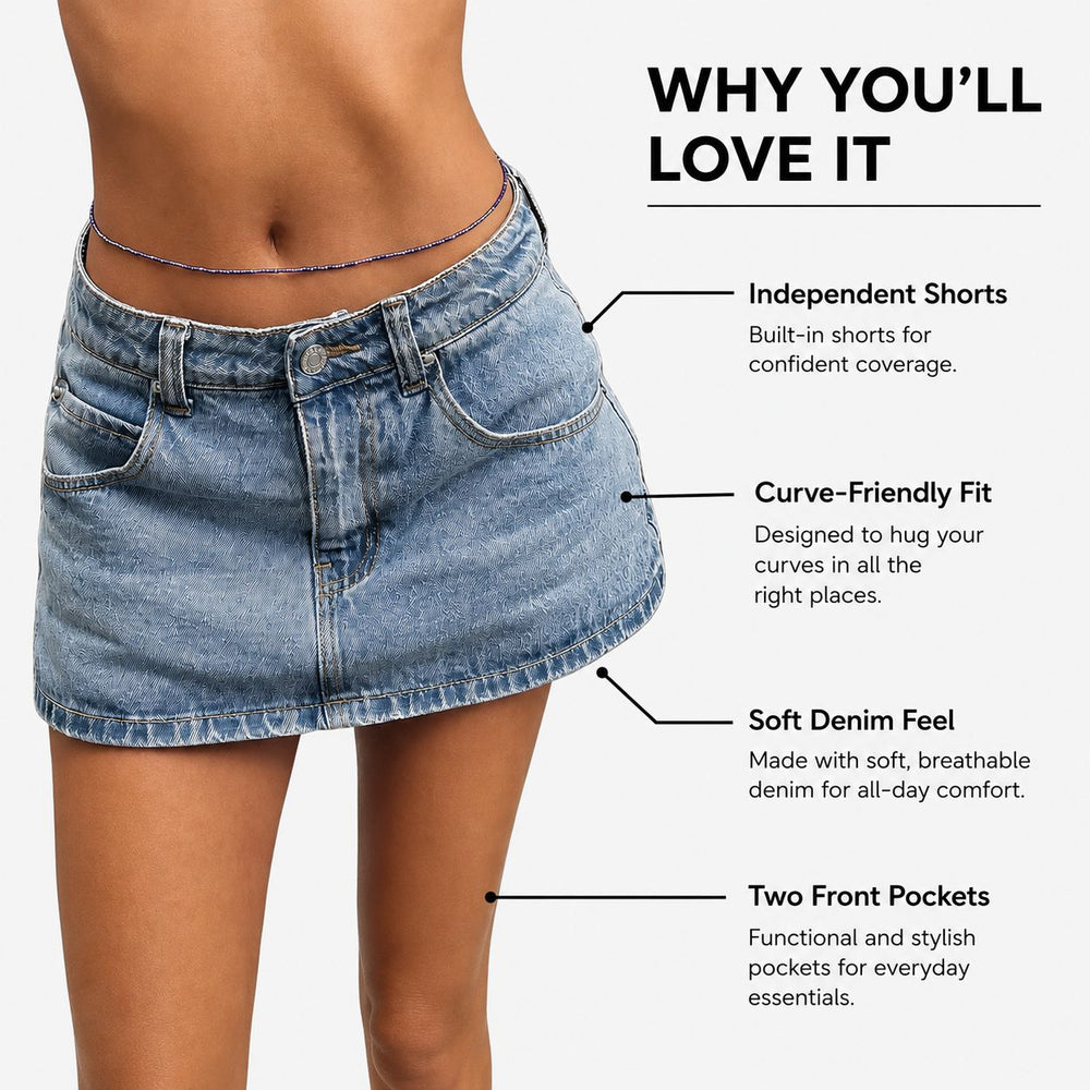 Low Waist Denim Skort