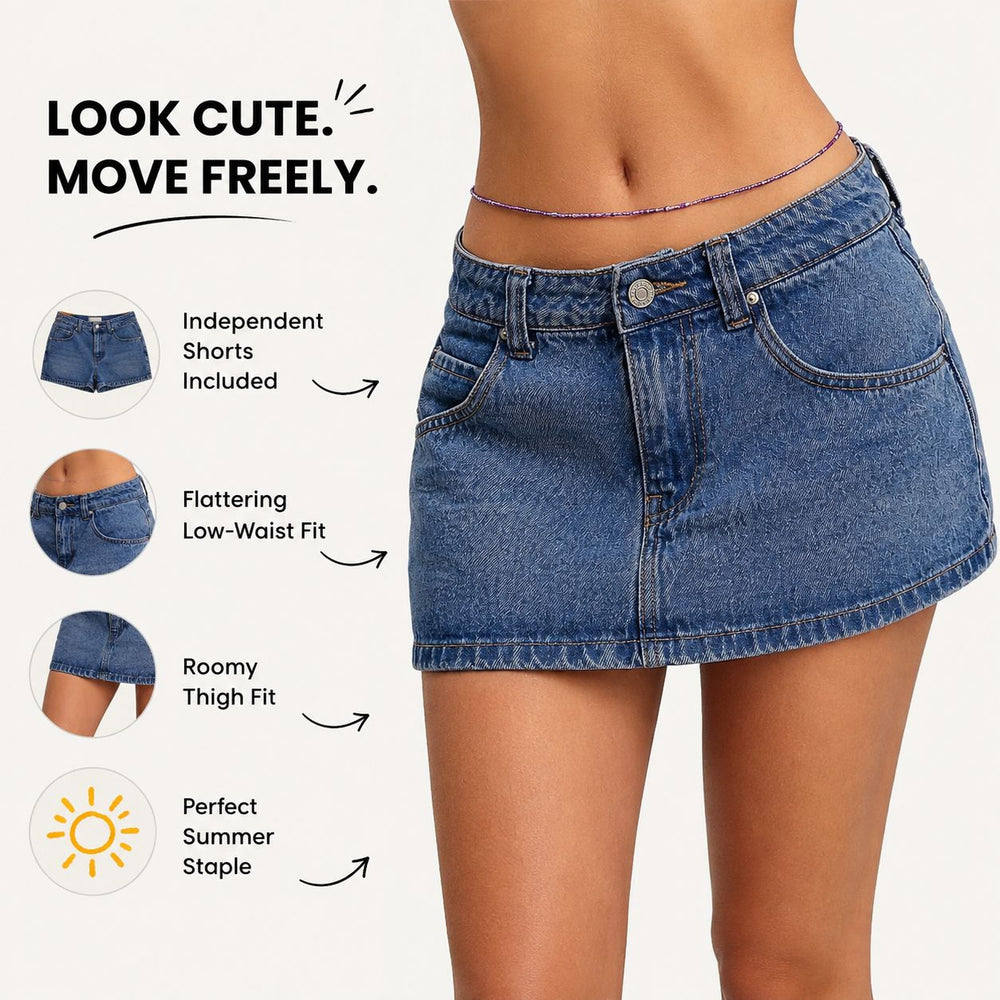 Low Waist Denim Skort